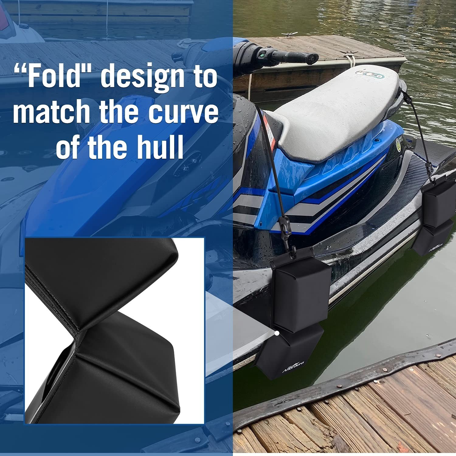 Affordura PWC Fender Bumper with Elastic Cords – 2 Pack for Jet Ski