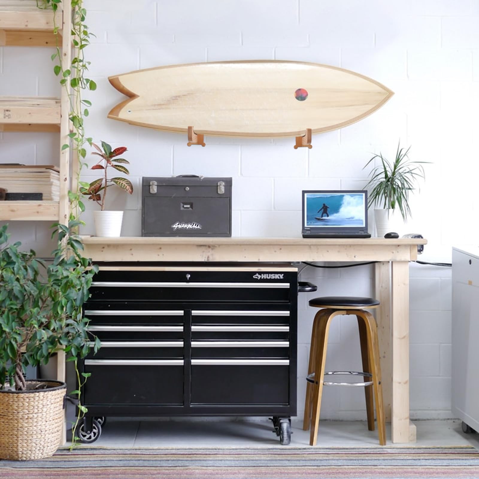 Surfboard Wall Mount Rack – Beech Wood Surf Board Wall Hangers with M6 Expans…