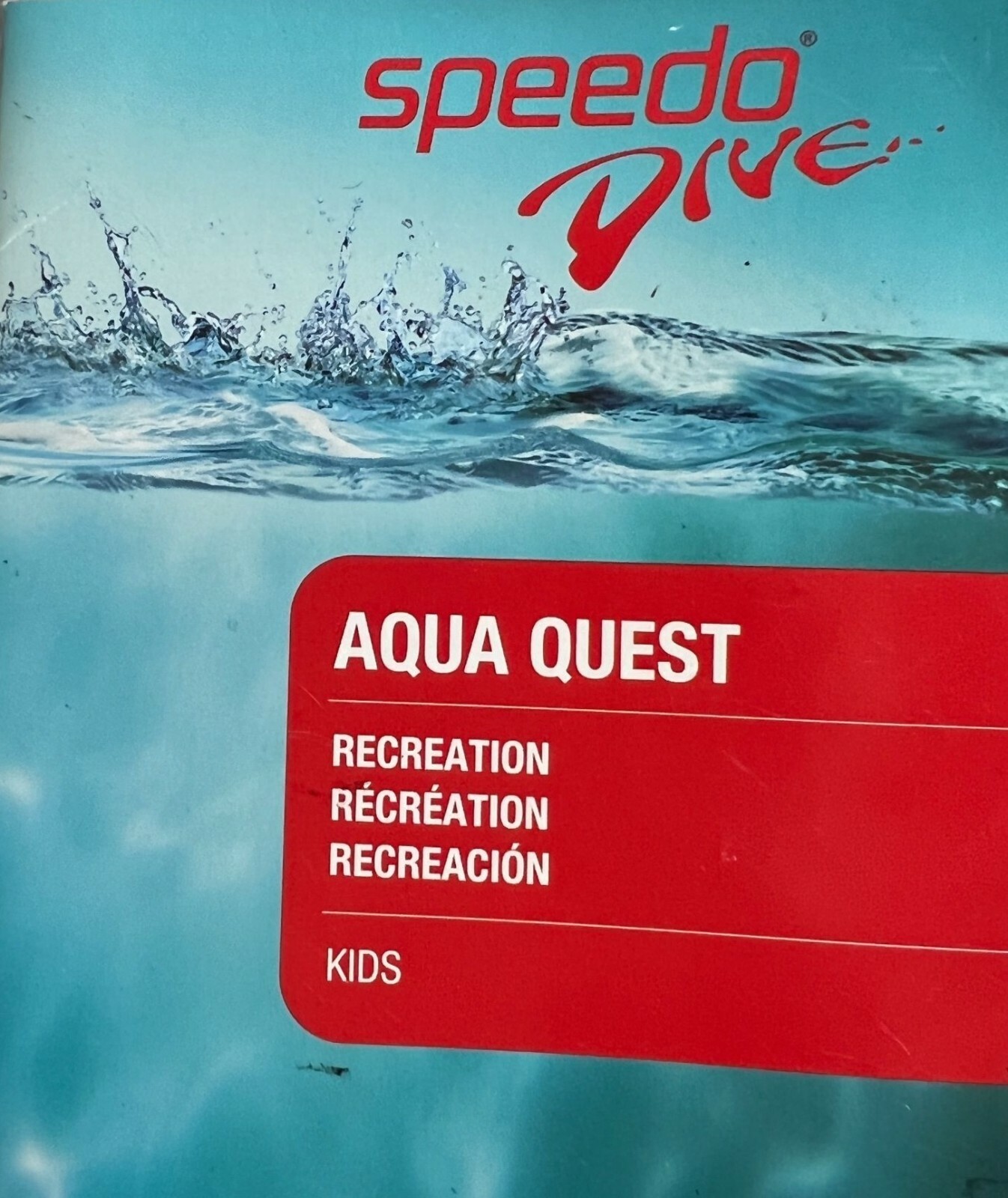 Speedo Unisex Child Aqua Quest Swim Mask Snorkel & Fins Blue Shoe Size 12-2 NEW