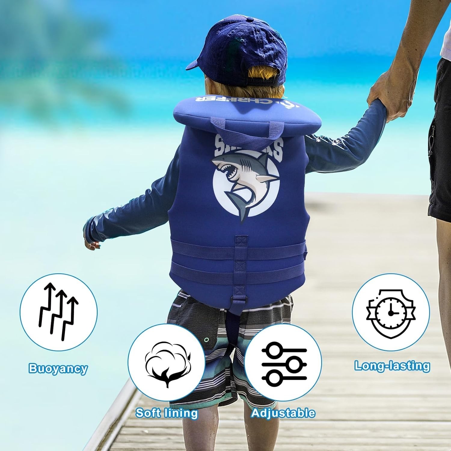 Kids Swim Vest for 30-50 Pounds Boys Easy On/Off Zipper, Swimming …