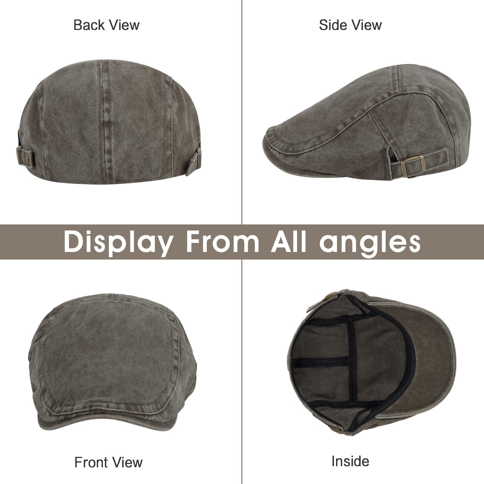 3Pcs Men’s Newsboy Caps Washing Cotton Cooling Lightweight Scally Cap for Men…