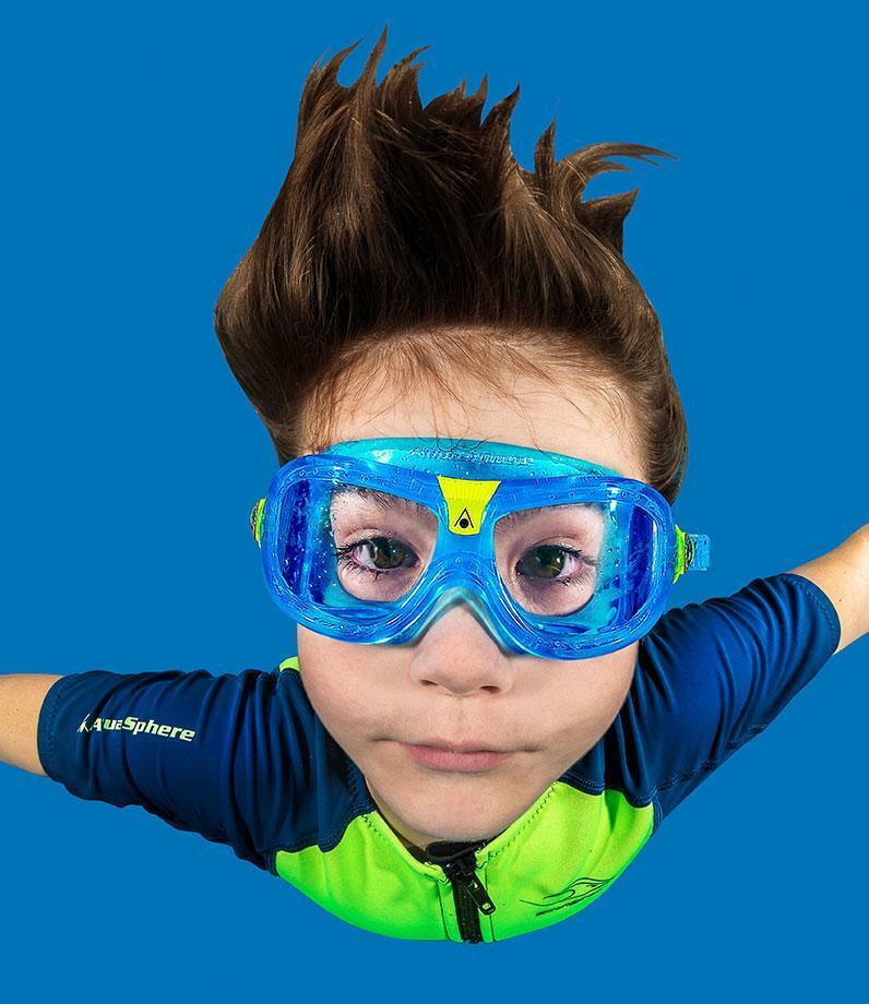 Learn to Swim Goggles BLUE AquaSphere SEAL KID 2 Clear Lens Training Mask 175300