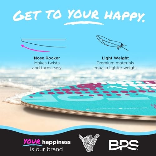 New Zealand ‘Gator’ Skimboard with Colored EVA Grip 35 Inch Fluorescent Blue