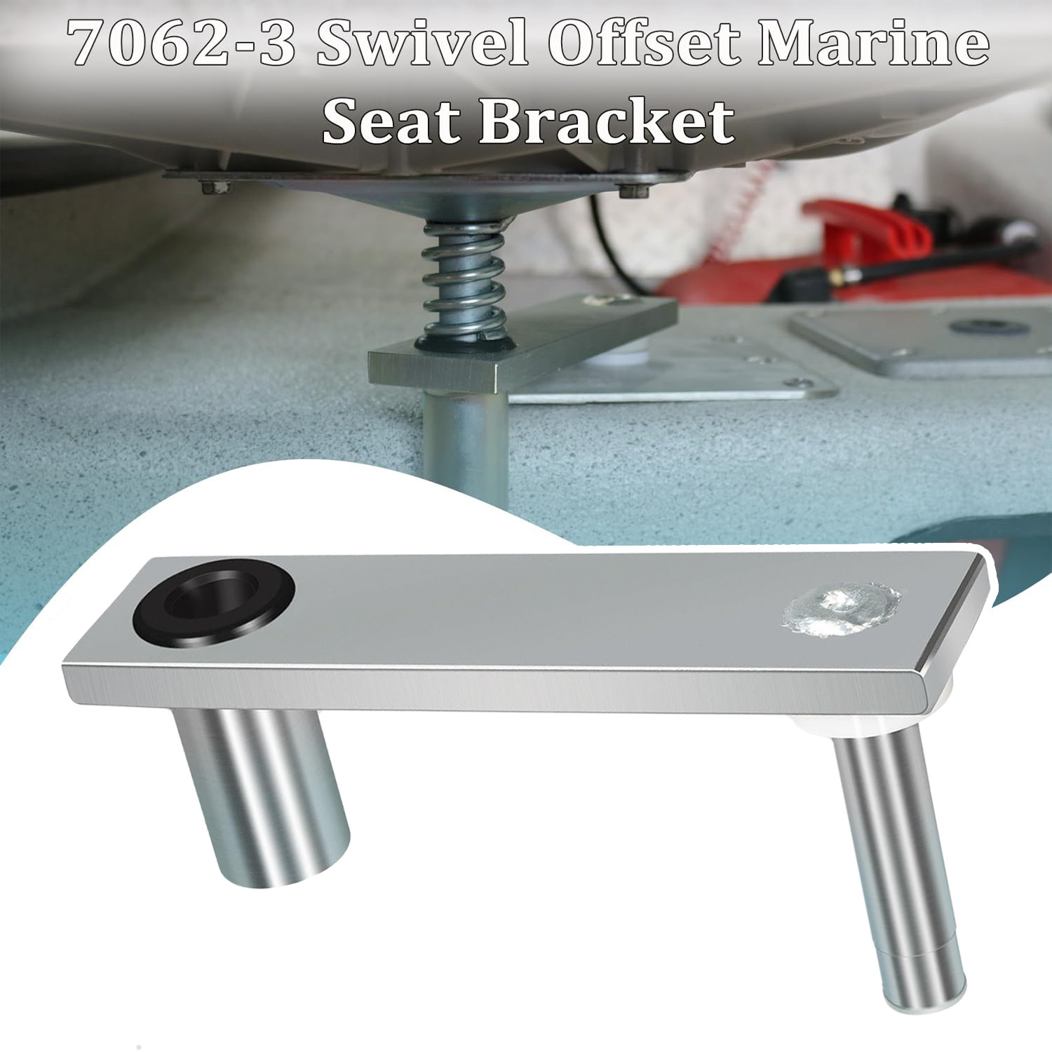 7062-3 Swivel Offset Marine Seat Mount Zinc-Plated Steel 6-Inch 360° Rotation