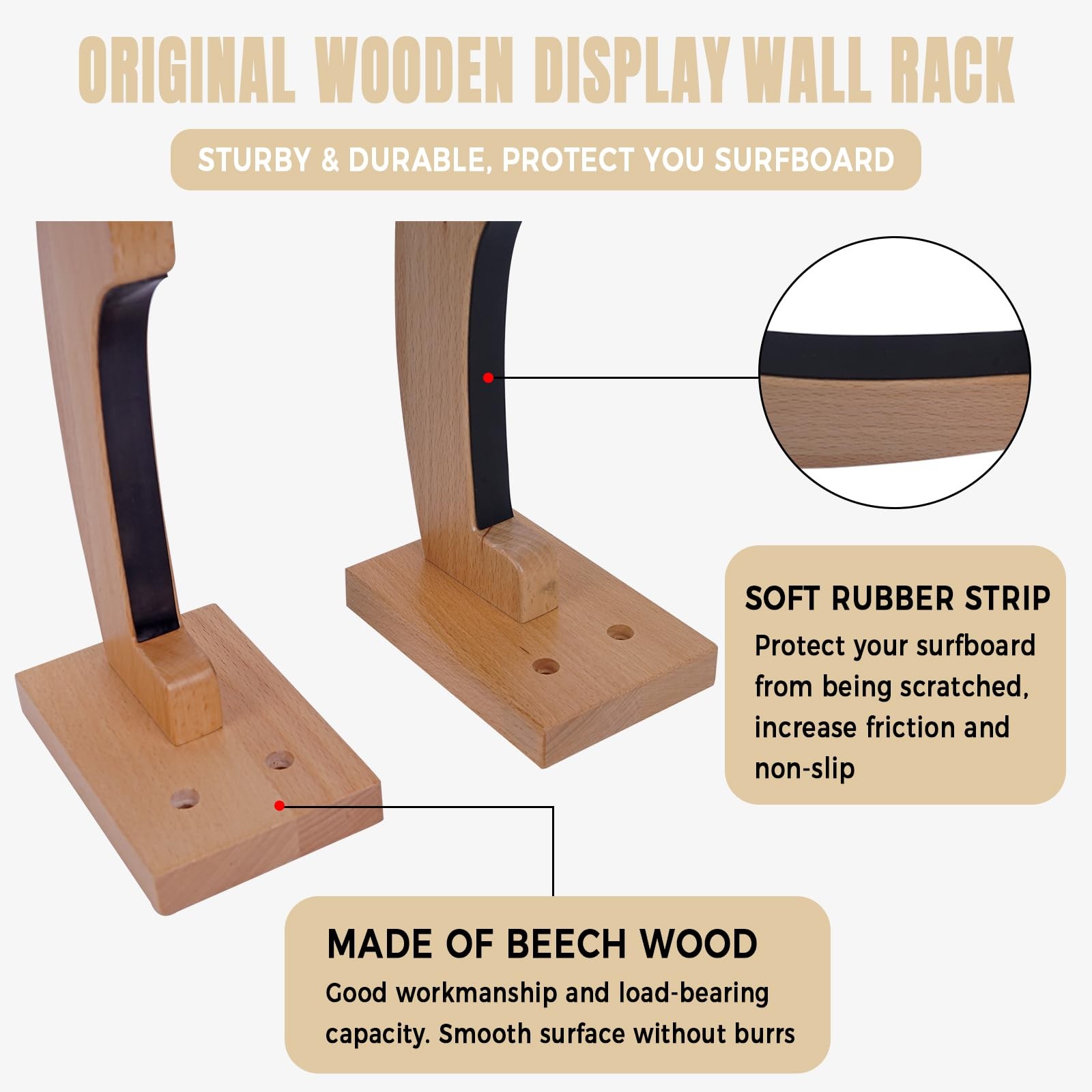 Surfboard Wall Mount Wooden Surf Board Wall Racks for Storage and Display You…