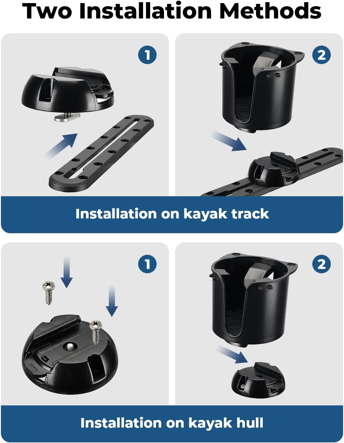 KEMIMOTO Kayak Cup Holder With Track Mount Install, Drink Holder With Anti-Sl…