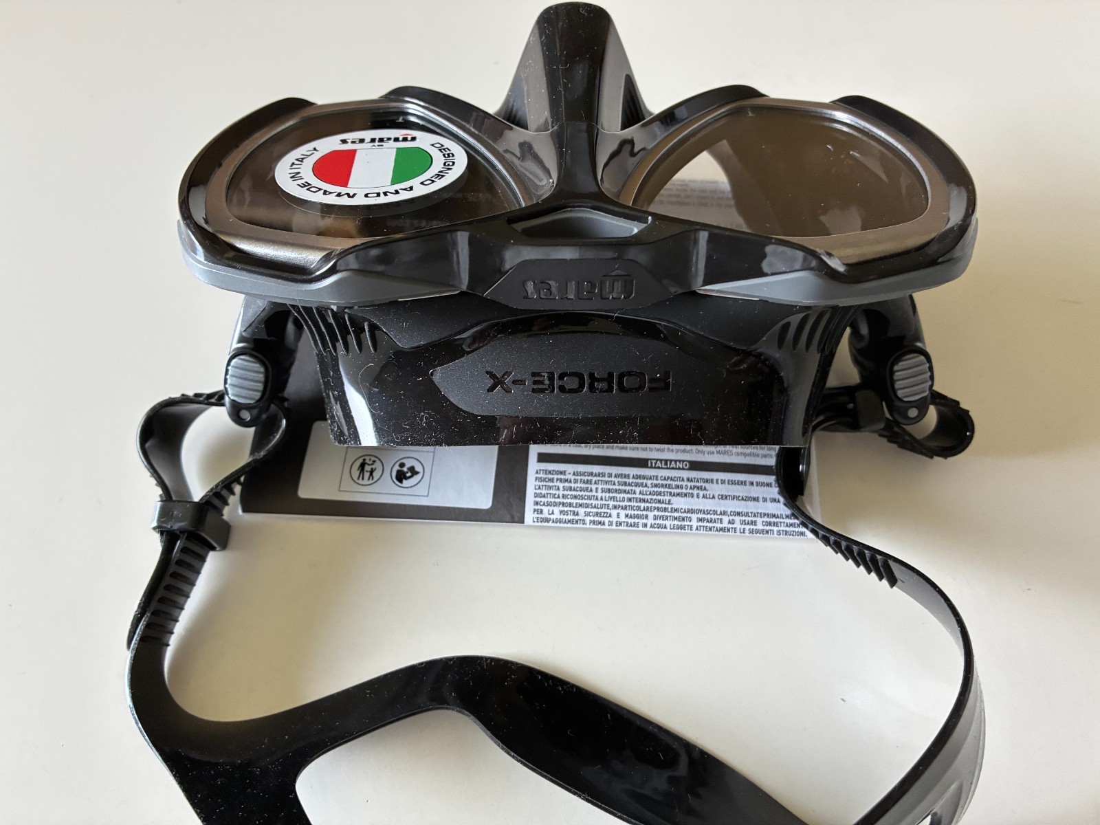 NEW Mares Force-X 411083-BXKDGBK Scuba Diving Mask Made in Italy BLACK $140
