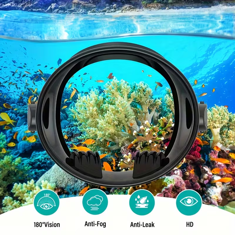 Scuba Diving Mask,Oval Tempered Glass Snorkel Mask Goggles for Underwater Vision