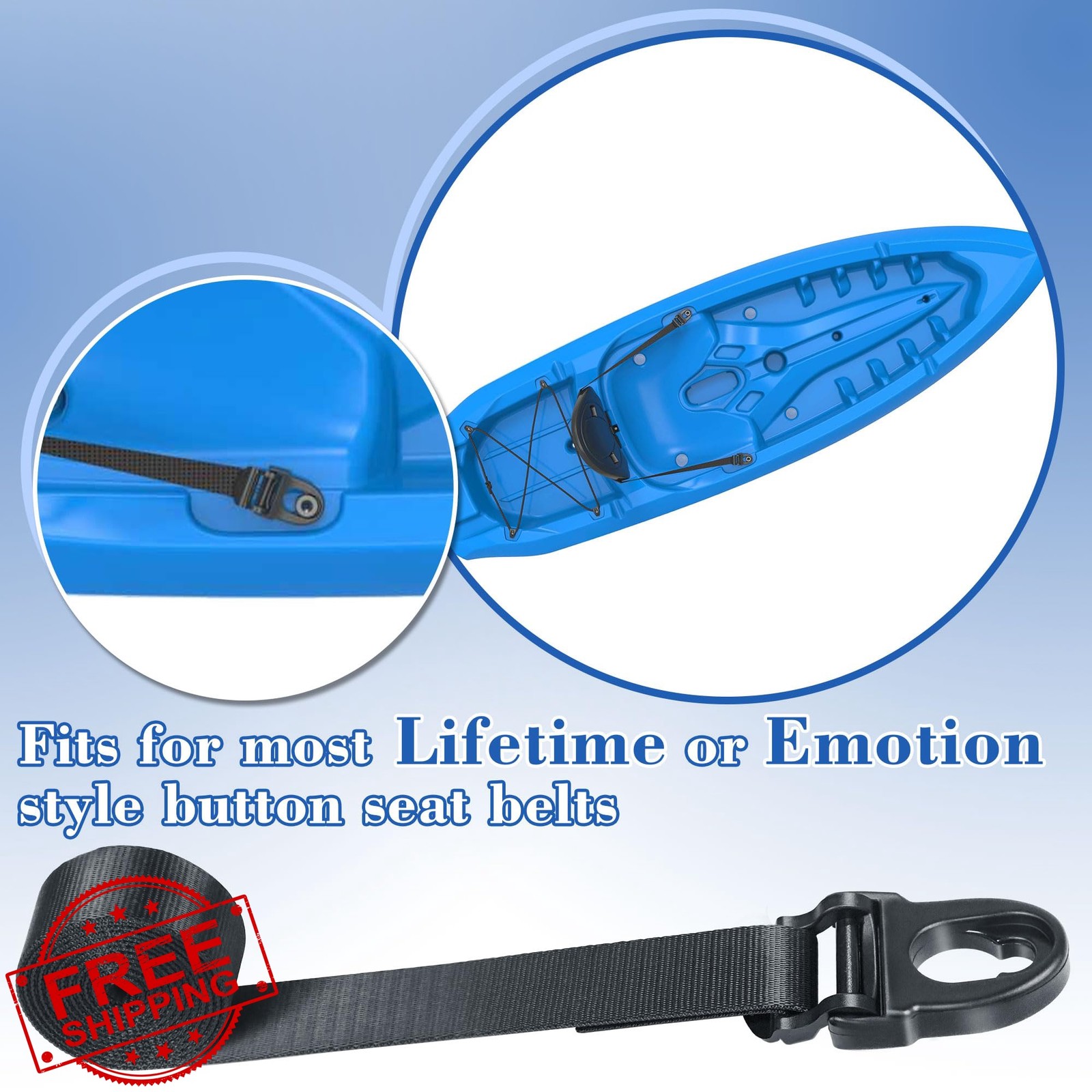 HLOGREE Kayak Seat Clips 4Pcs Straps 8Pcs