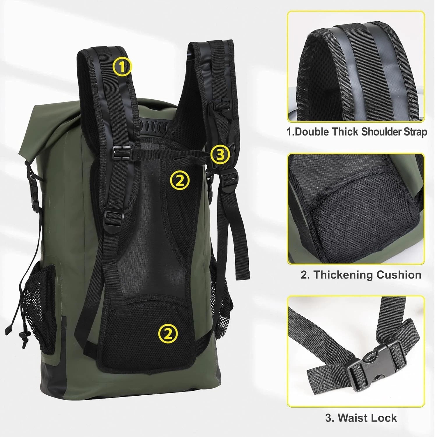 Waterproof Dry Bag 30L for Kayaking Hiking Camping Travel Backpack