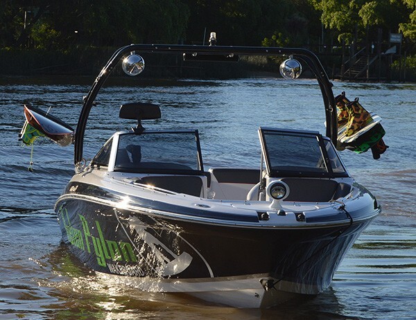 Reborn Launch Boat Tower Matte Black +Wake/Surf Rack +Mirror +Pro3 Tower Bimini