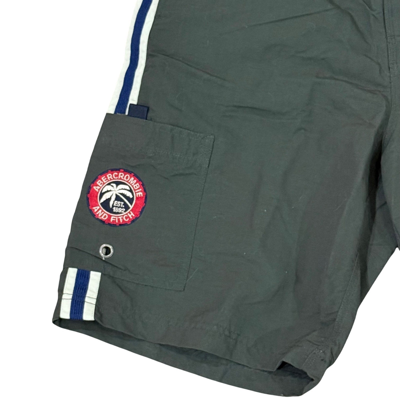 Vintage Y2K Abercrombie Fitch Men’s green Gray Cargo Board Shorts Sz 30 Swim 9″