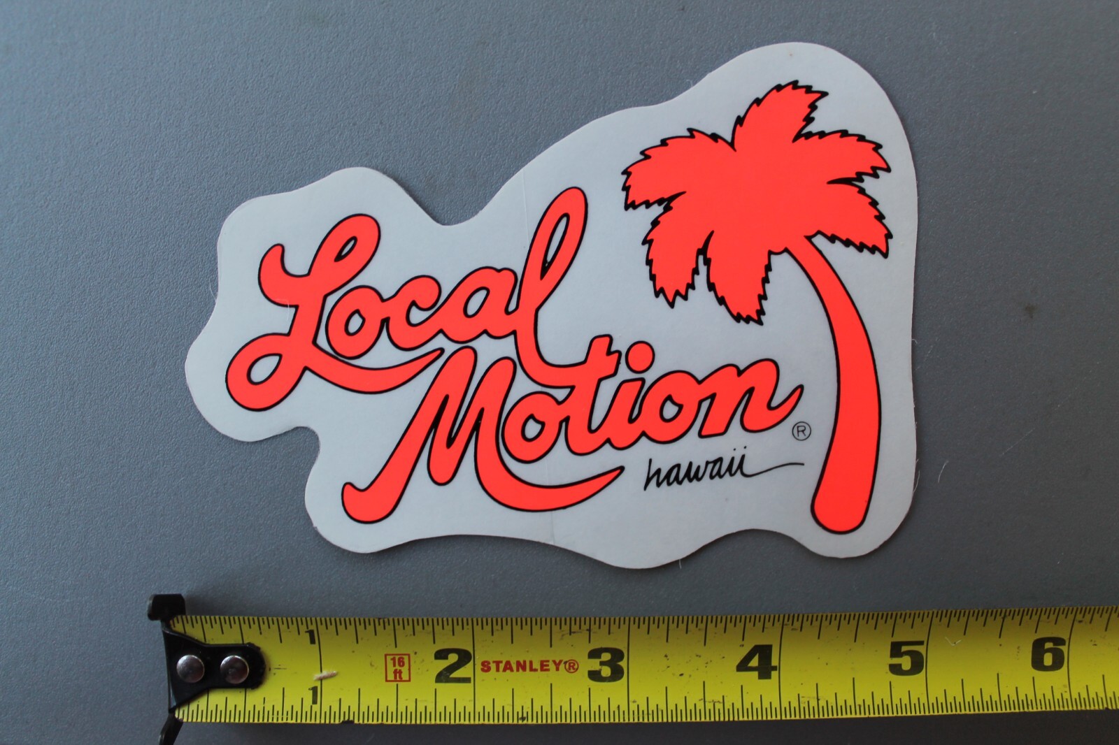 LOCAL MOTION Hawaii Surfboard Clear Neon Orange LM3 80’s Vintage Surfing STICKER