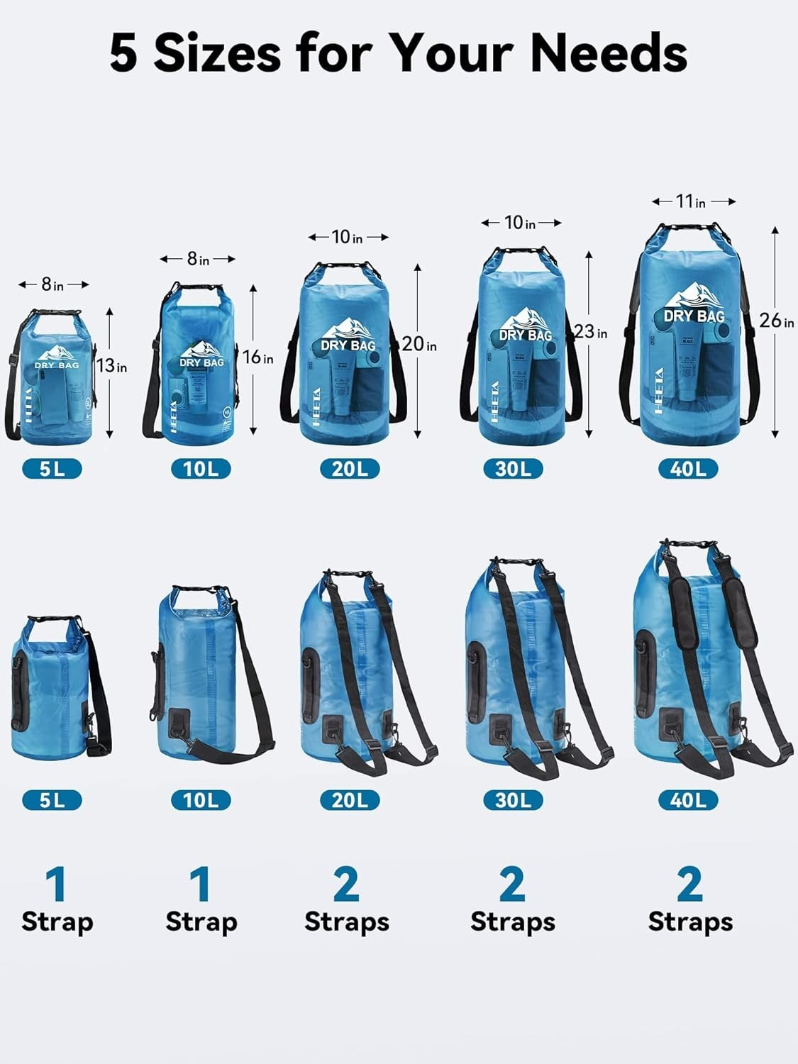 Durable 5L Waterproof Dry Bag with Adjustable Strap – Ideal for Daily Adventures