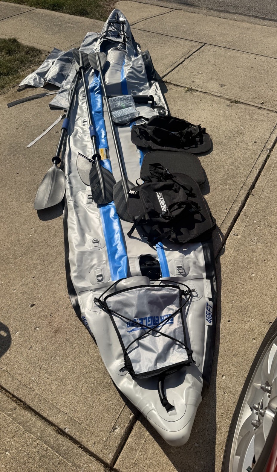 Sea Eagle Classic 465ft 3-Person Fast Track Inflatable Kayak Canoe Boat Raft