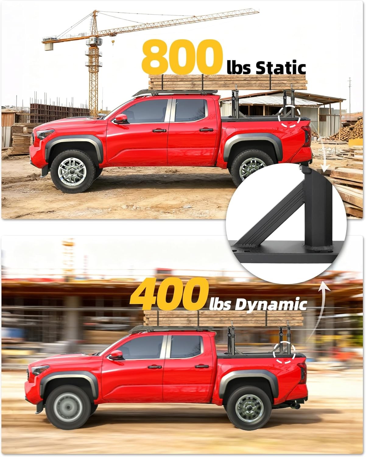 Truck Bed Rack Fit for Toyota Tacoma Jeep Gladiator with Tonneau Cover 800 LBS