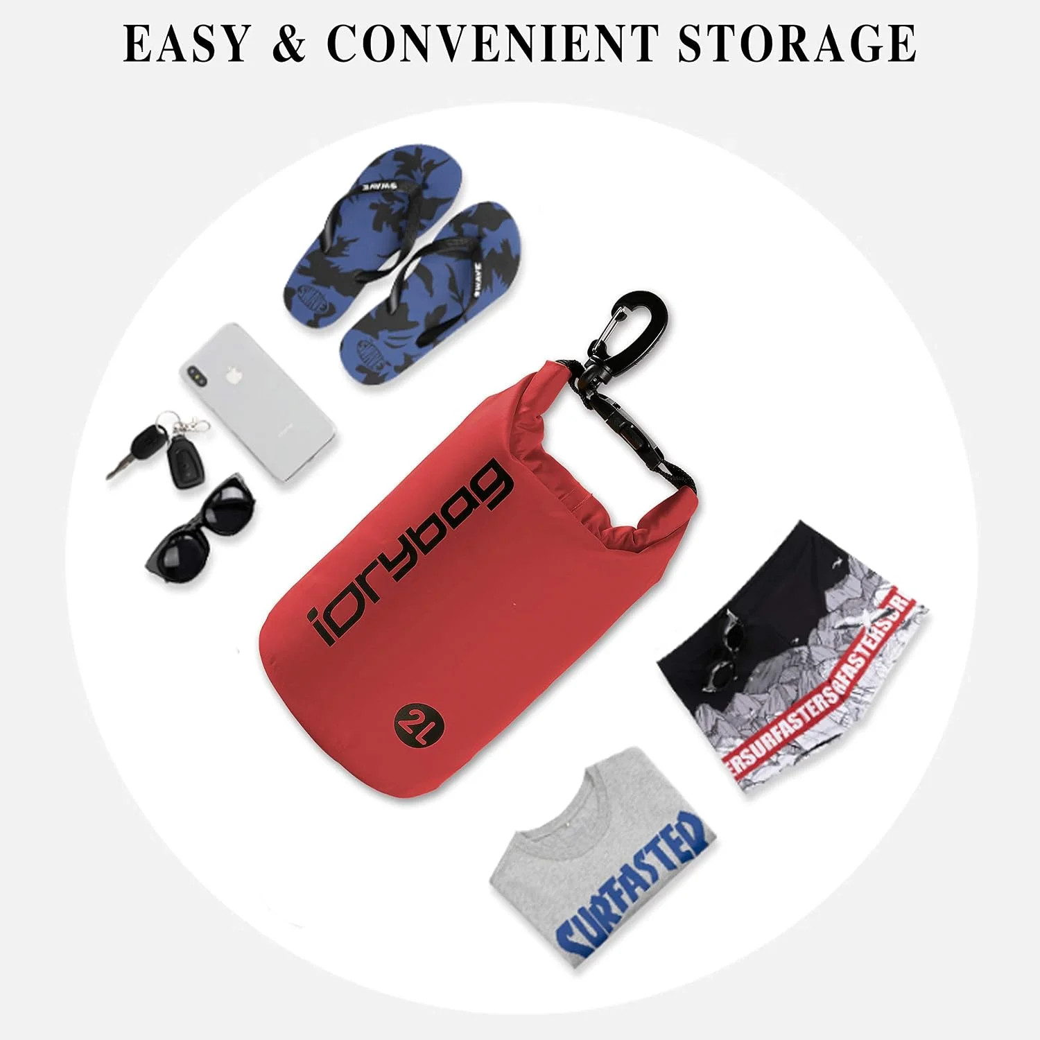 IDRYBAG Dry Bag for Kayaking Waterproof 2L/5L/10L/15L/20L, Small Dry Sack Waterp
