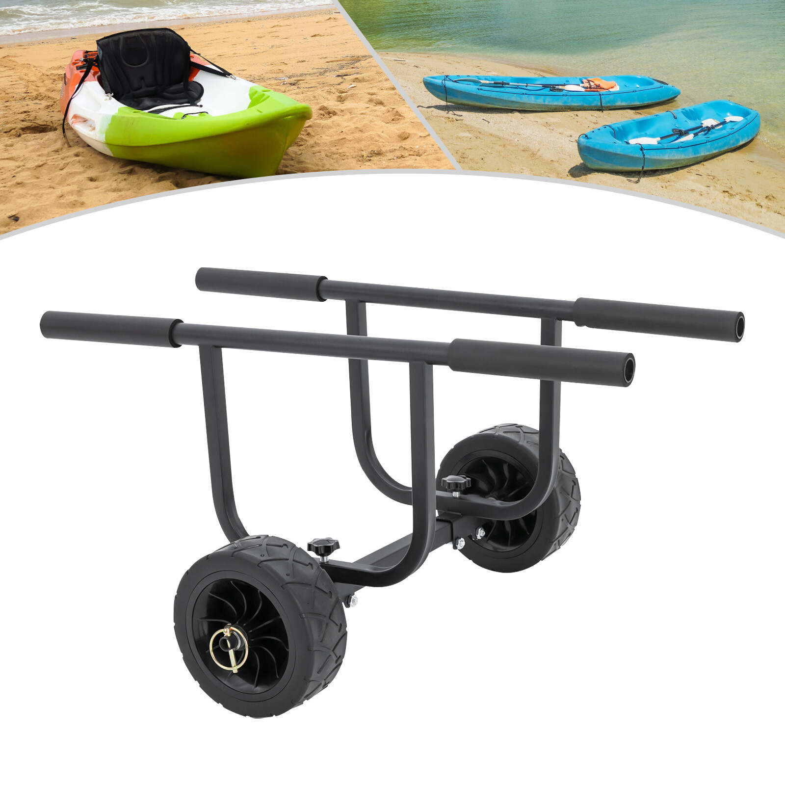 220lbs Kayak Canoe Boat Carrier Dolly Trailer Trolley Transport Cart w/Wheel