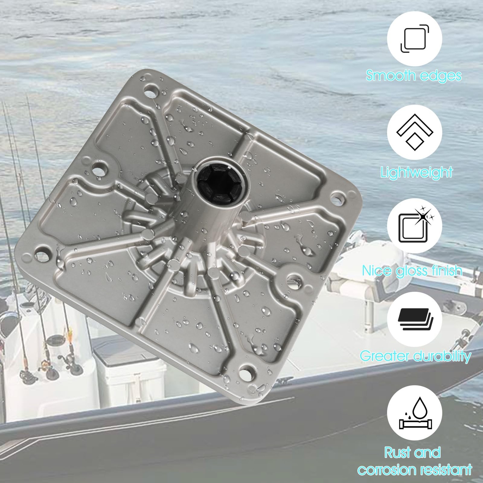 Boat Seat Base Mount Pedestal 1pack 7×7 Aluminum, Dark Gray