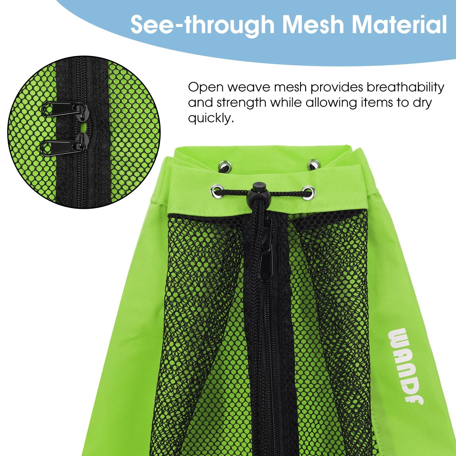 Swim Bag Mesh Drawstring Backpack Beach Gym Workout Gear Organizer Bag