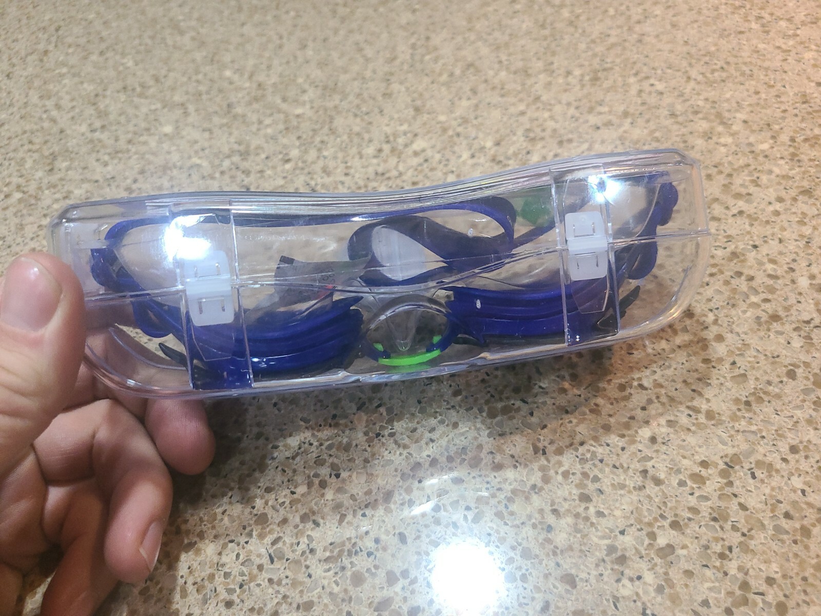 Bling2O Kids Anti-Fog Swim Goggles w/ Eyebrow Blue/Black NIB Factory Sealed