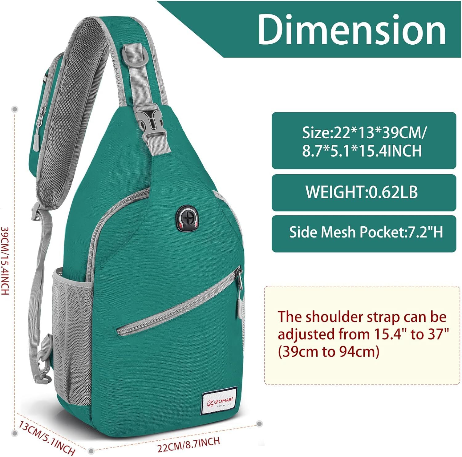 ZOMAKE Sling Bag for Women Men:Small Crossbody Backpack Army Green(new)