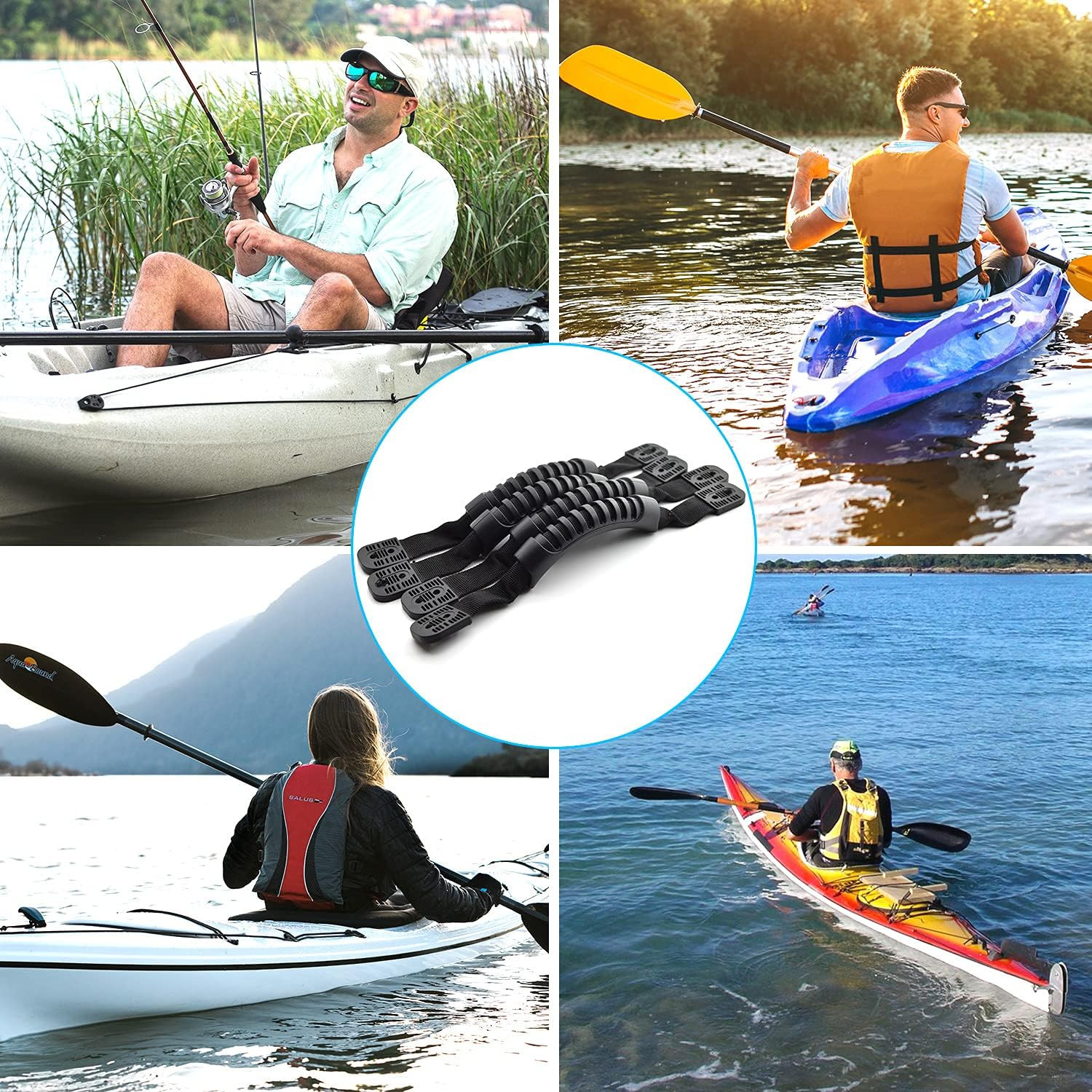 Kayak Carry Handle Rigging Kit -Kayak Canoe Carry Handles, 15 FT 6Mm Elastic Bun