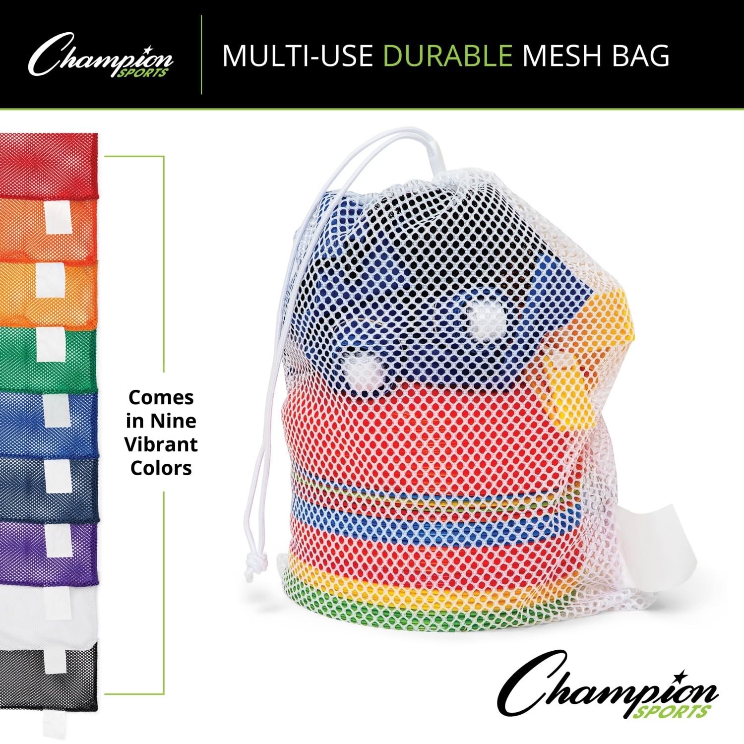 Champion Sports Mesh Equipment Bag- Blue, 12″ x 18″- x 18″, Blue