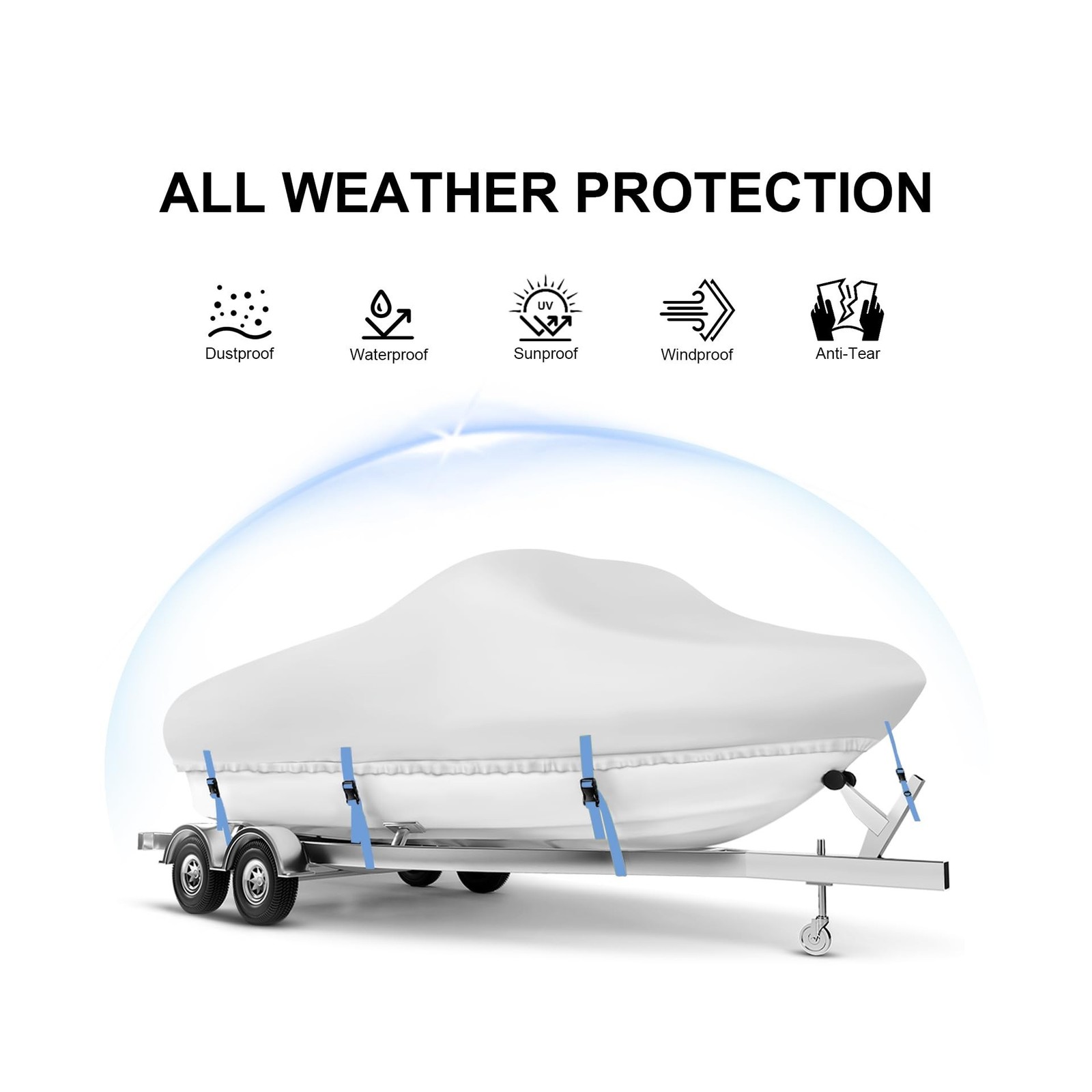 Boat Cover 24-26 ft, Waterproof 1200D Heavy Duty Boat Cover, PU Marine Grade …