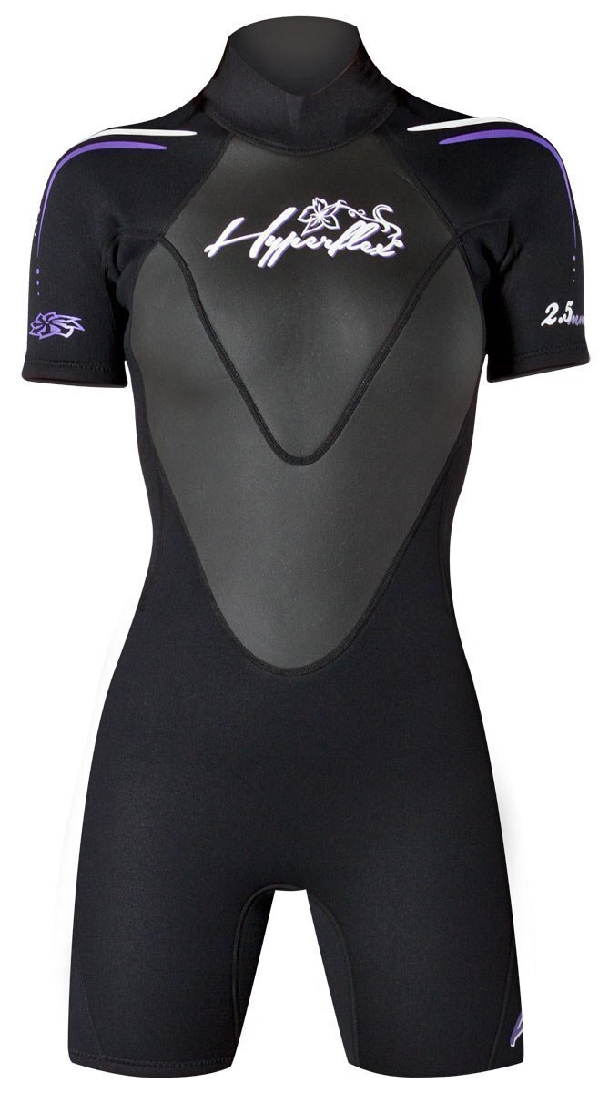 Hyperflex Women’s AXS Shorty Spring Suit Wetsuit 2.5mm Size 6-14 Black & Purple