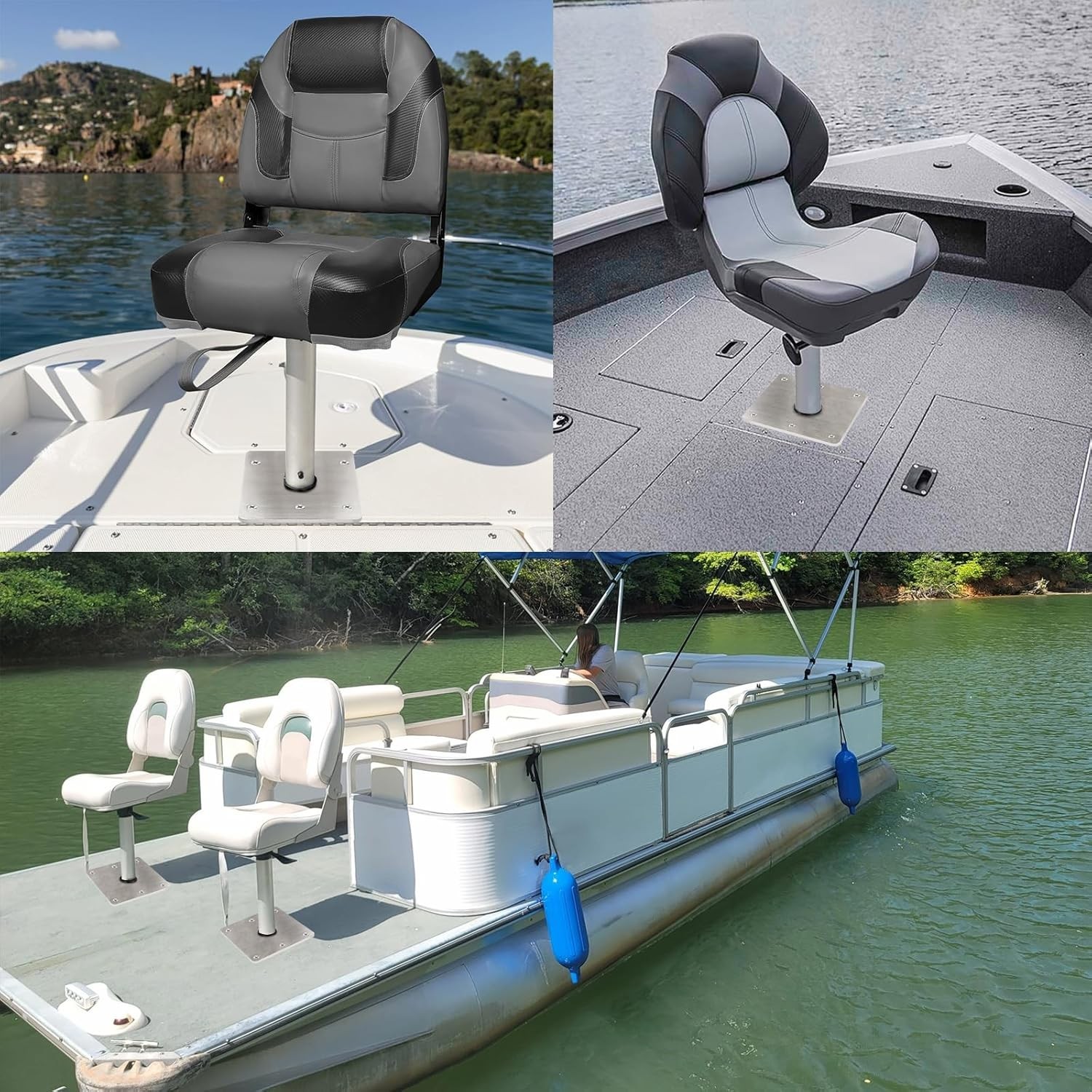 Boat Seat Base Mount Pedestal 1pack 7×7 Stainless Steel, Metallic