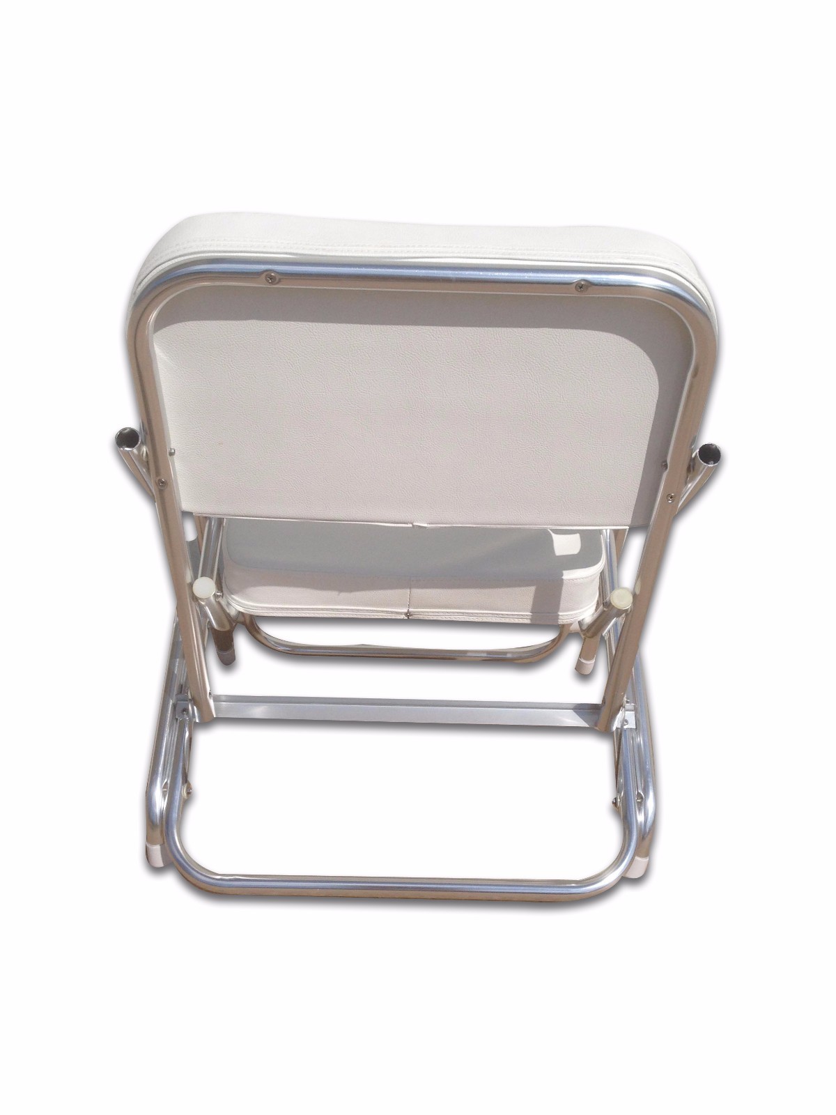 Pactrade Marine Folding Deck Chair White UV Resistant Vinyl 1″ Anodized Aluminum