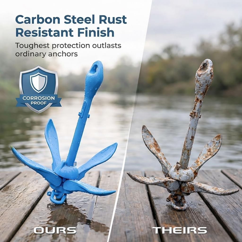 3.5 Pound Folding Kayak Anchor Kit for Secure Hold in Various Water Conditions