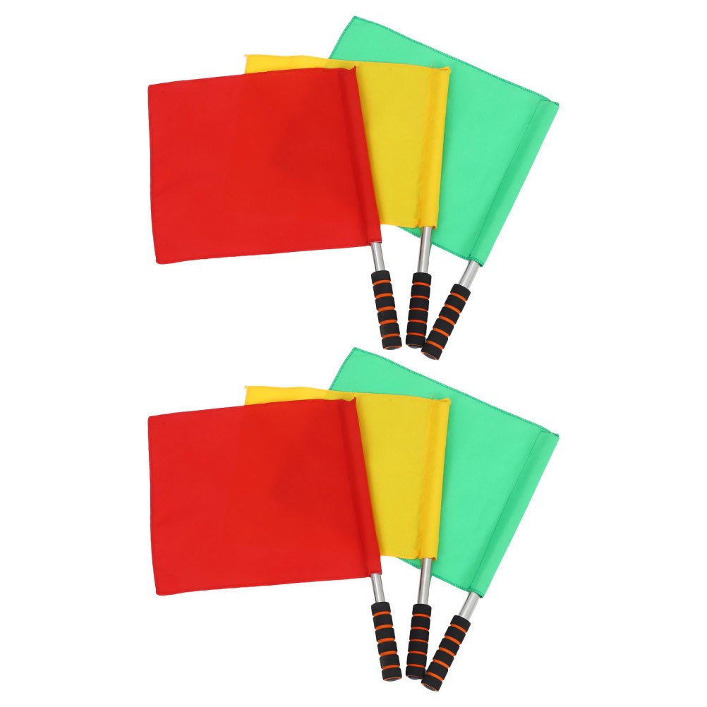 6Pcs High Visibility Referee Hand Flags Assorted Red Yellow Green Colors