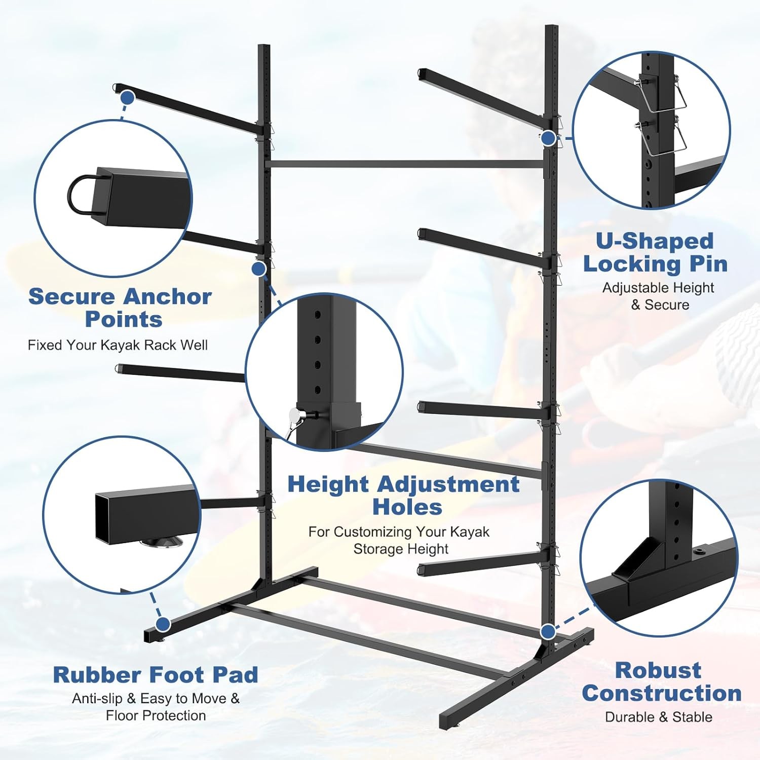 NAIZEA Kayak Storage Rack Freestanding Wall Mount 2 & 4 Tier Kayak Holder Stand