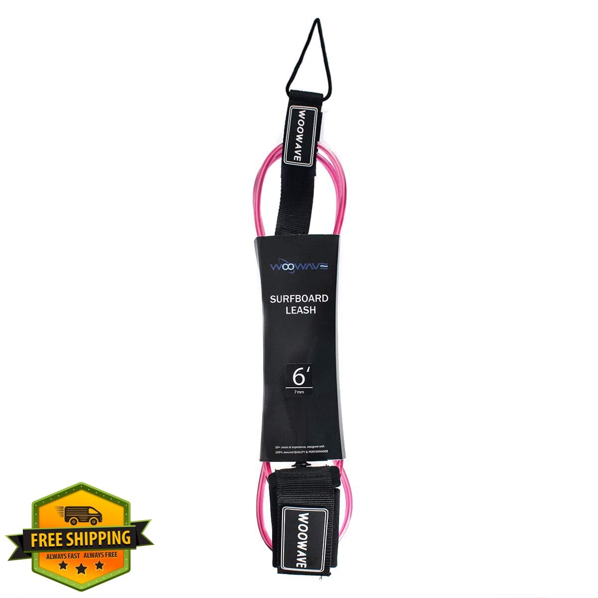 WOOWAVE Surfboard Leash 8ft Pink White
