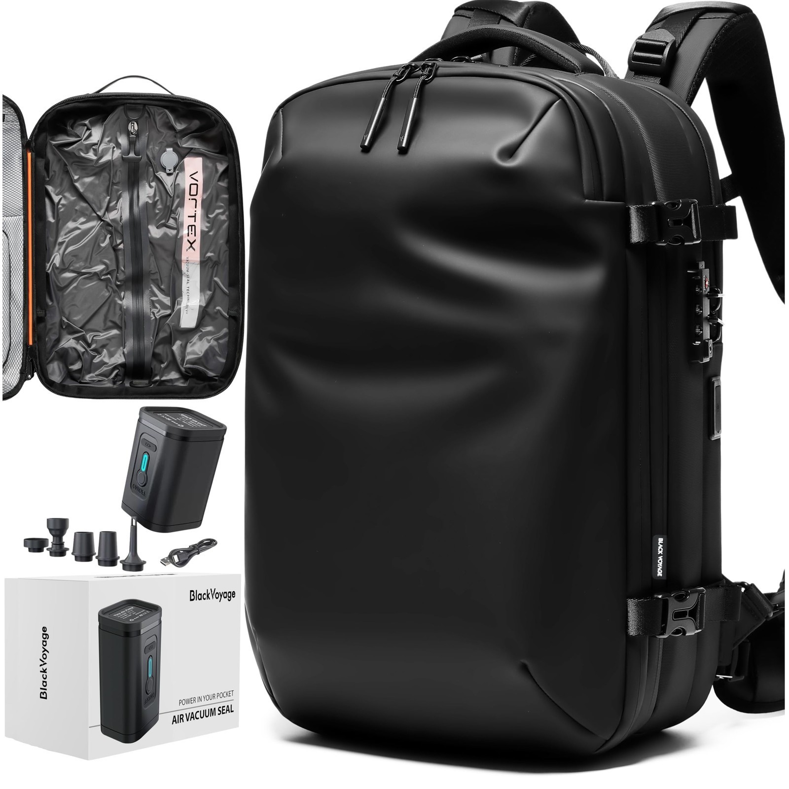 BlackVoyage Vortex Vacuum Travel Backpack 60L Air Compression TSA new no tags