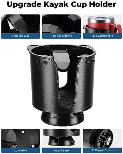 KEMIMOTO Kayak Cup Holder With Track Mount Install, Drink Holder With Anti-Sl…