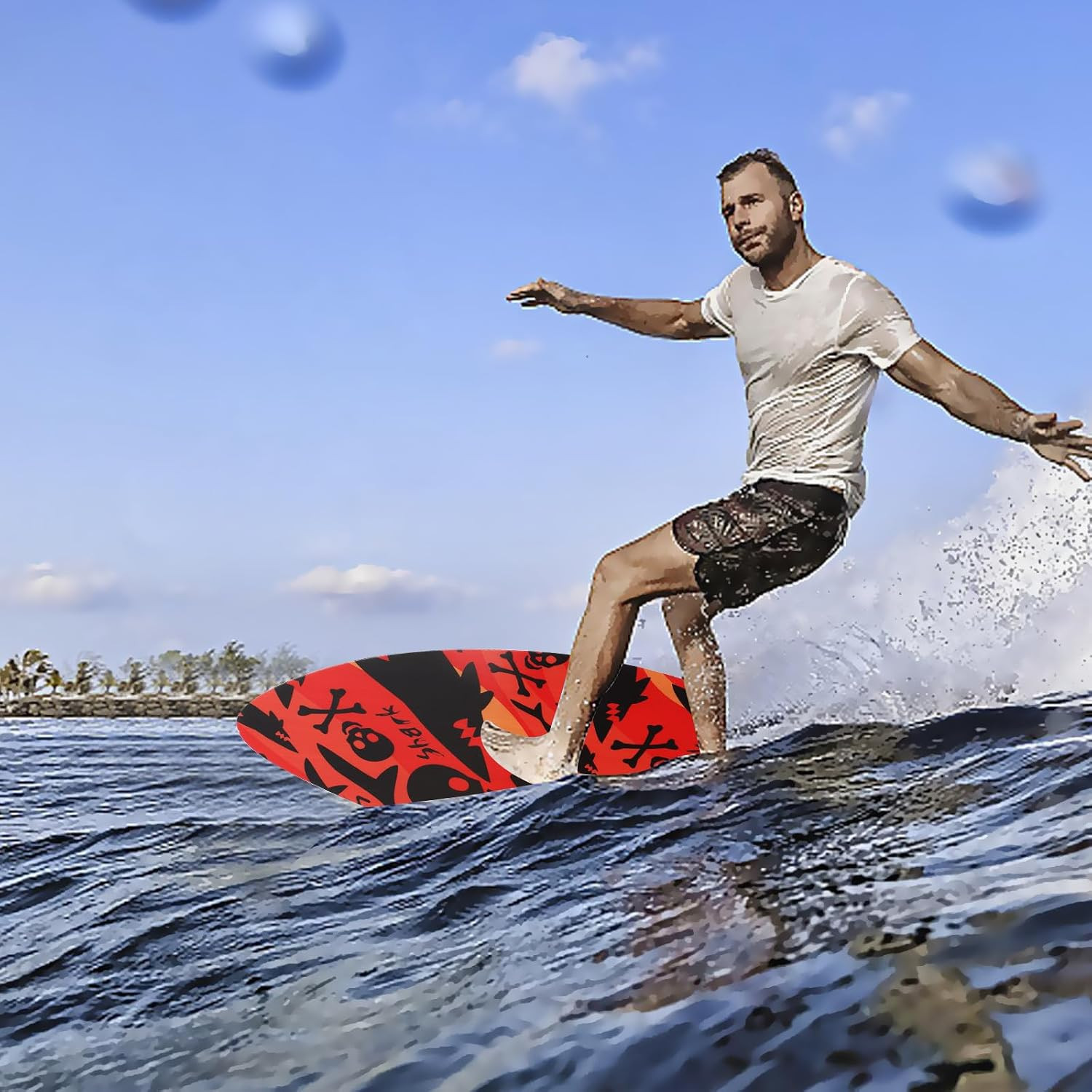 Skimboard 35 Inch Skim Boards for Beach Adults ＆ Kids, High Gloss Coat Wooden Sk