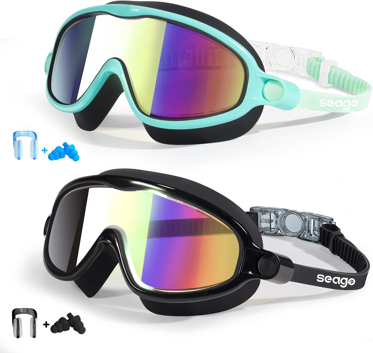 Kids Swim Goggles 2 Pack – Anti-Fog, UV Protection, Wide View for Ages 3-14