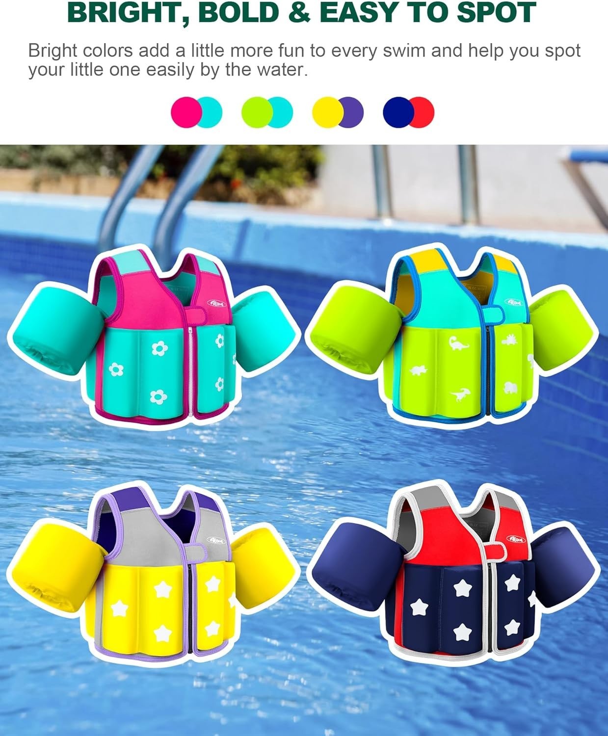Toddler Swim Vest 20-30-50-70 Pounds, Kids Pool Floaties for 1-2-3-5-7-9 Years