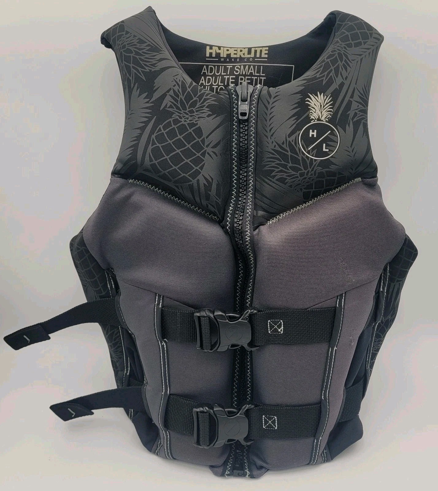 Hyperlite Wake Co Adult Small Life Vest Jacket Wakeboarding Tropical Pineapple