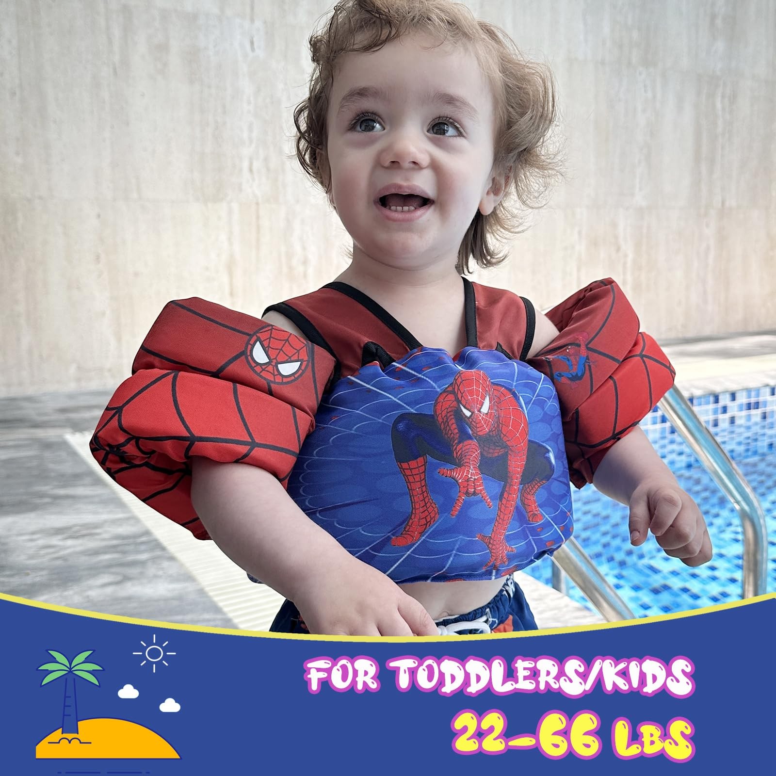 Toddler Floaties Kids Swim Vest for 2266 Pounds Boys & Girls, Baby Swim Float…