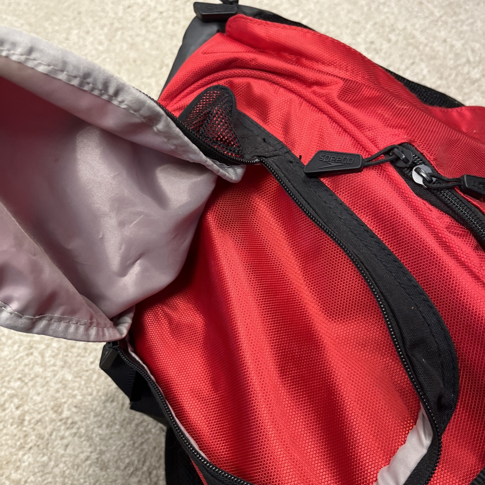 Speedo 35L Teamster Large Swim Backpack Red with Dirt Wet Compartment