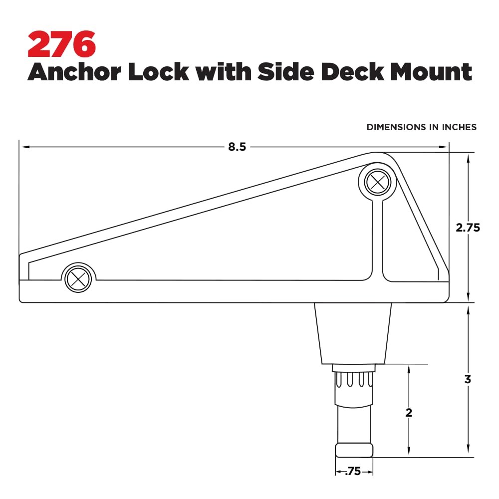 #276 Anchor Lock w/ #241 Side Deck Mount, Black