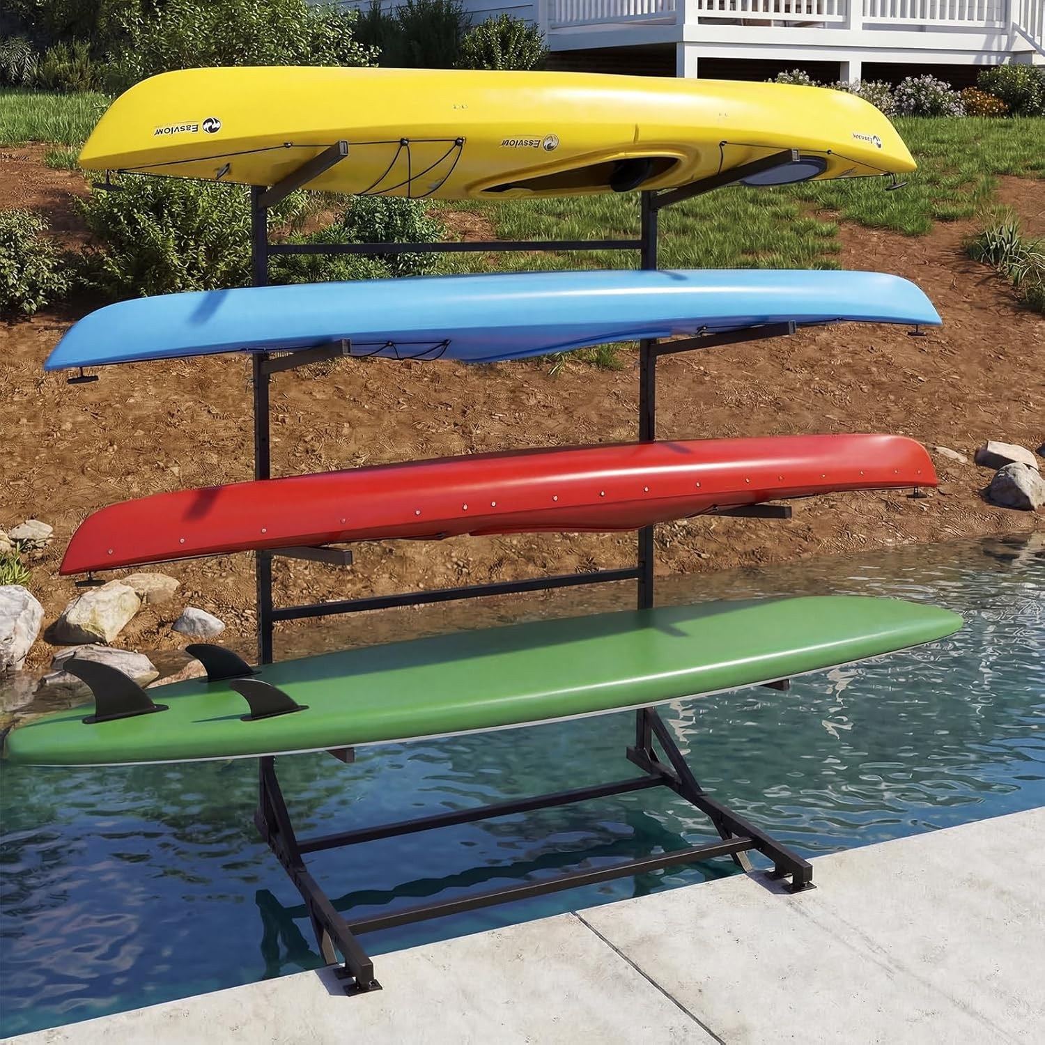 NAIZEA Kayak Storage Rack Freestanding Wall Mount 2 & 4 Tier Kayak Holder Stand