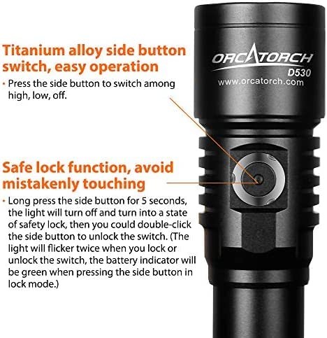 ORCATORCH D530 Scuba Dive Light, 395NM LED UV Light Blacklight, 8 Degrees Narrow