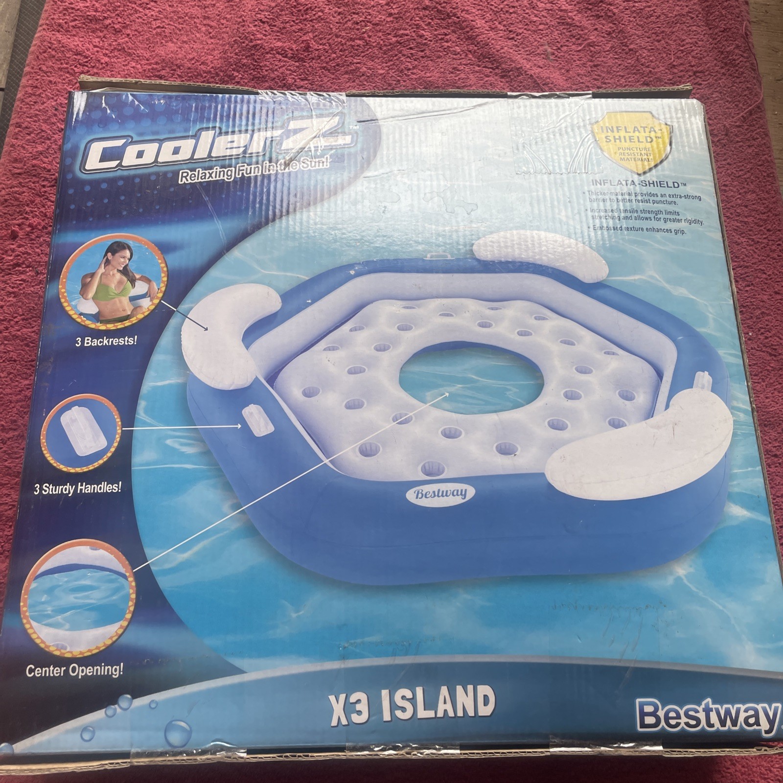 NEW 3 Person Coolerz X3 Island Inflatable Raft Tube Swimming Water Boat Float