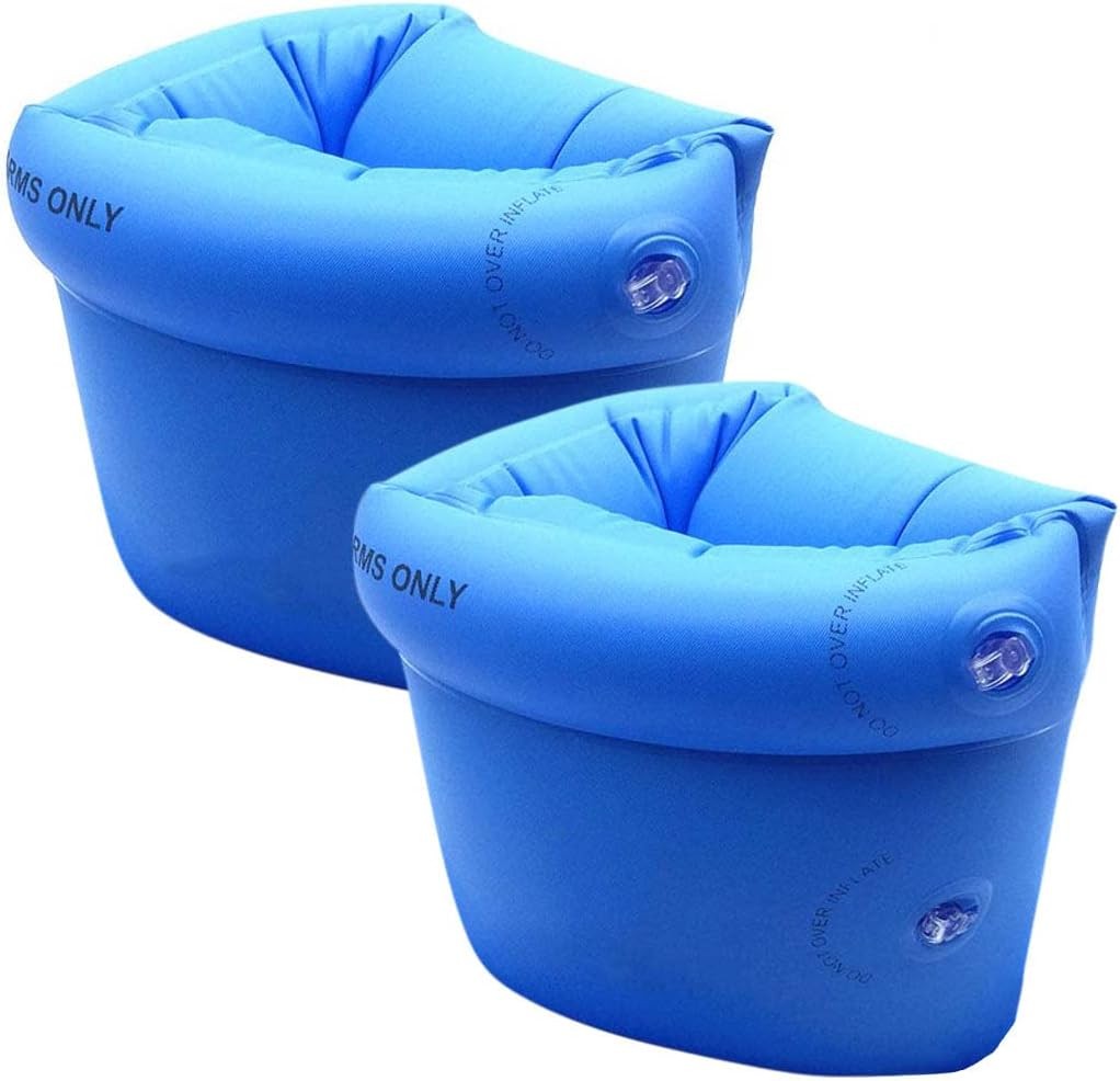 Floaties Inflatable Swim Arm Bands, Blue Tube Floats for Kids & Adults