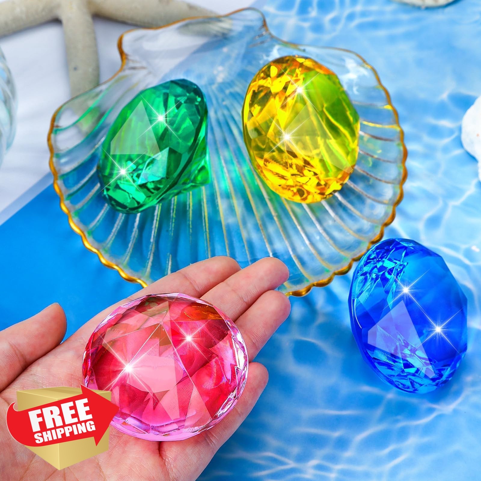 MARFOREVER 60MM Diving Gems Red Green Blue Yellow Pink